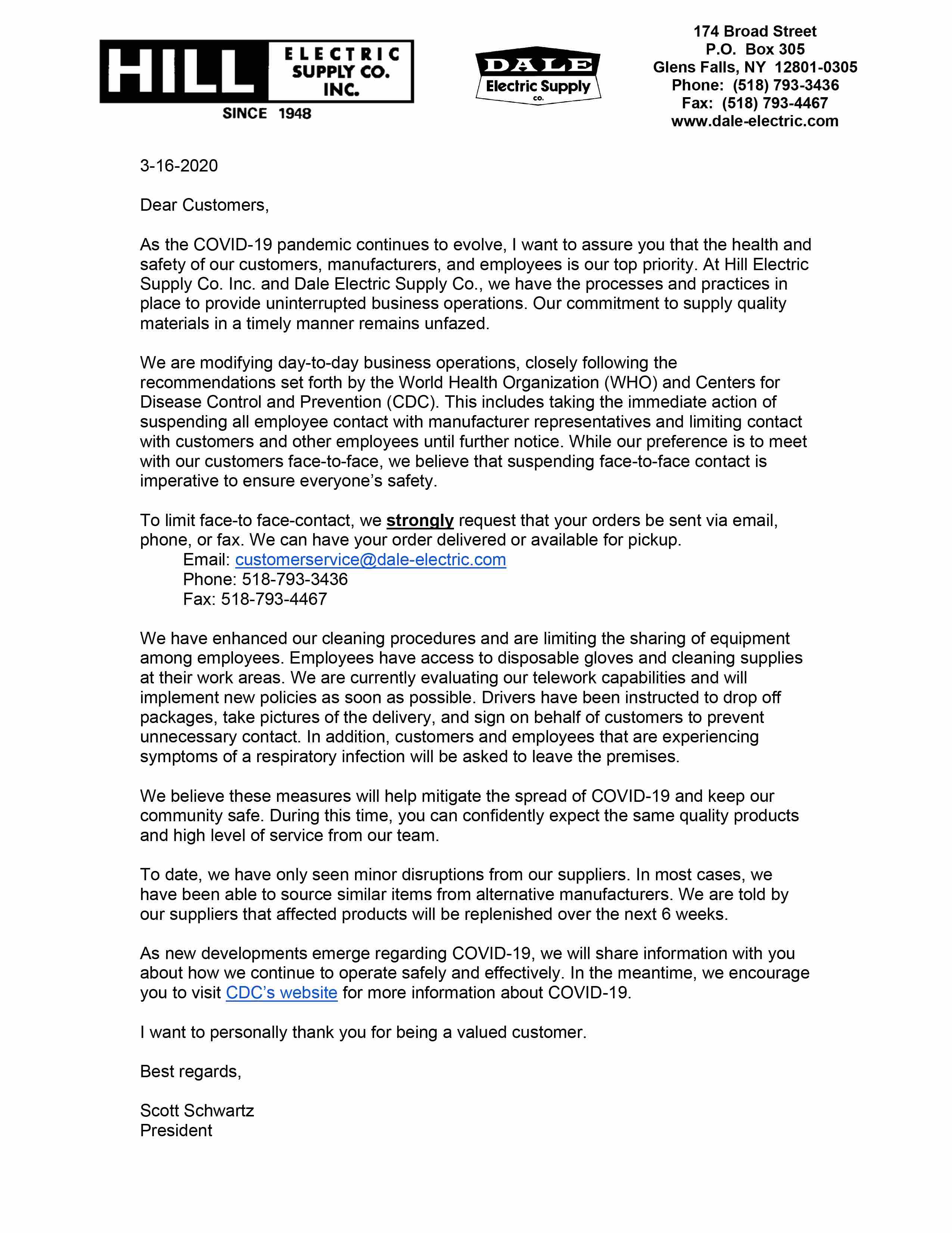 COVID-19 Statement